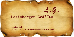 Lozinberger Gréta névjegykártya
