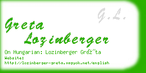 greta lozinberger business card